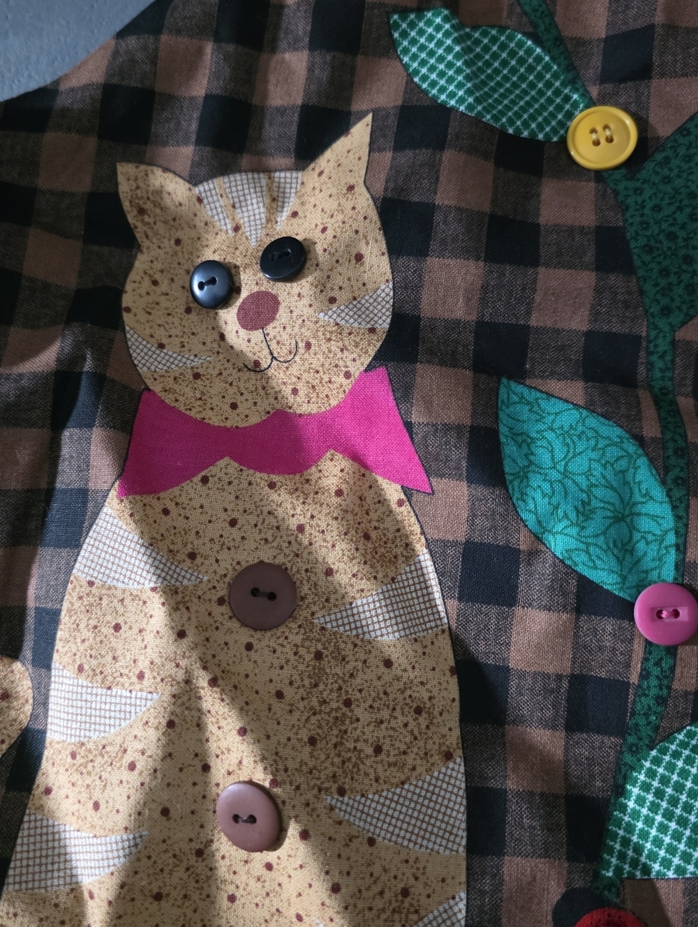 Handmade‎ Vintage Cat & Garden Appliqué Vest - Picture 4 of 4